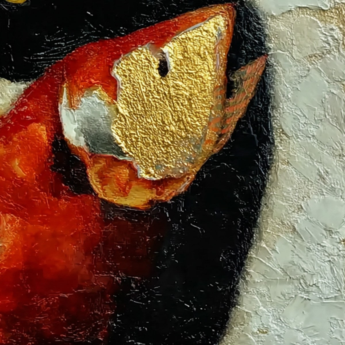 THE GOLDEN CATCH: Textured Impasto Painting of a Cat and Fish - Image 5