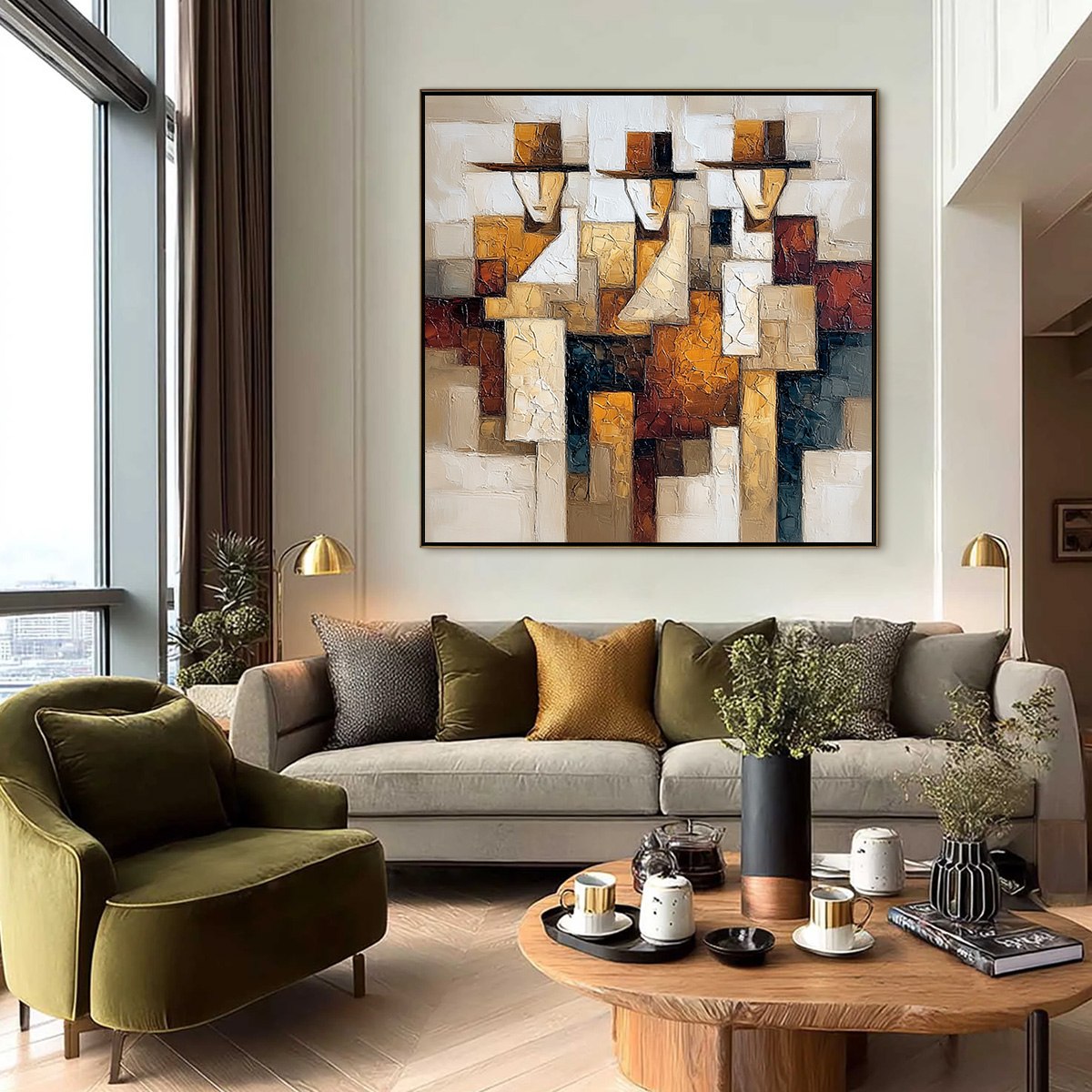 THE JOURNEYMEN: Heavy Texture Palette Knife Figurative Painting - Image 6