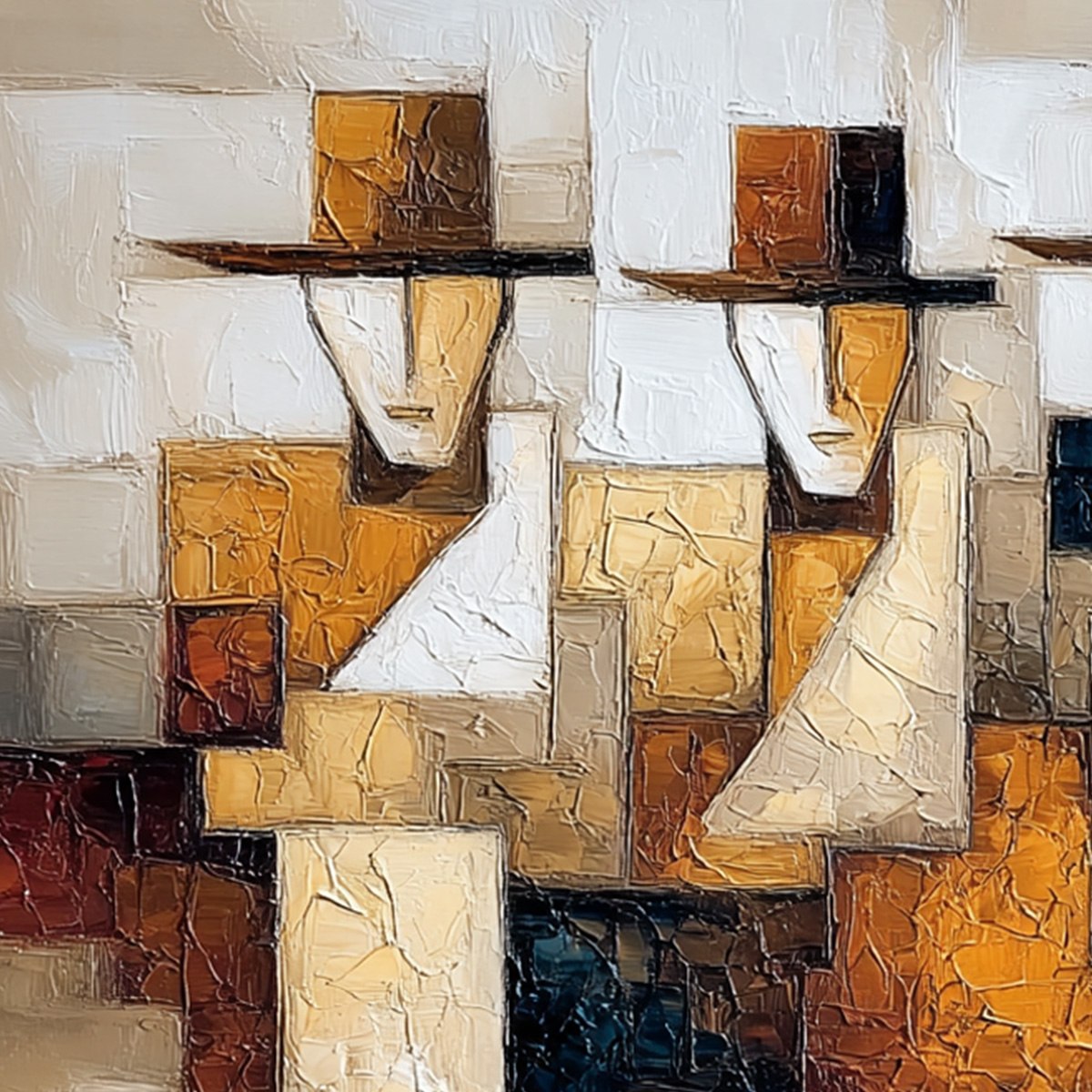 THE JOURNEYMEN: Heavy Texture Palette Knife Figurative Painting - Image 5