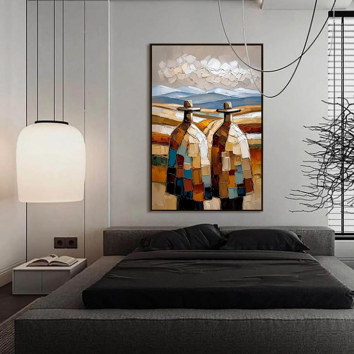 THE JOURNEYMEN: Textured Impasto Painting of Two Figures in a Landscape - Image 6