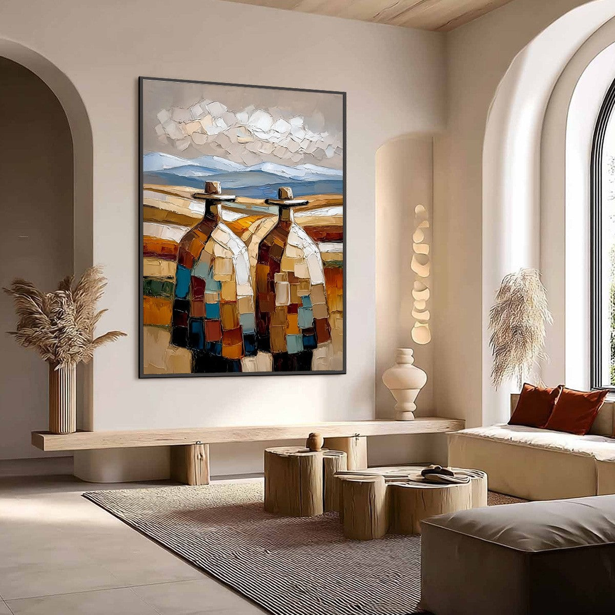 THE JOURNEYMEN: Textured Impasto Painting of Two Figures in a Landscape - Image 7