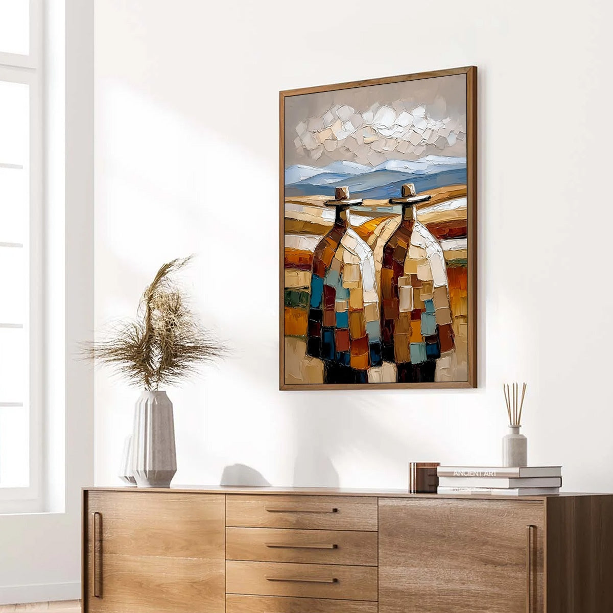 THE JOURNEYMEN: Textured Impasto Painting of Two Figures in a Landscape - Image 8