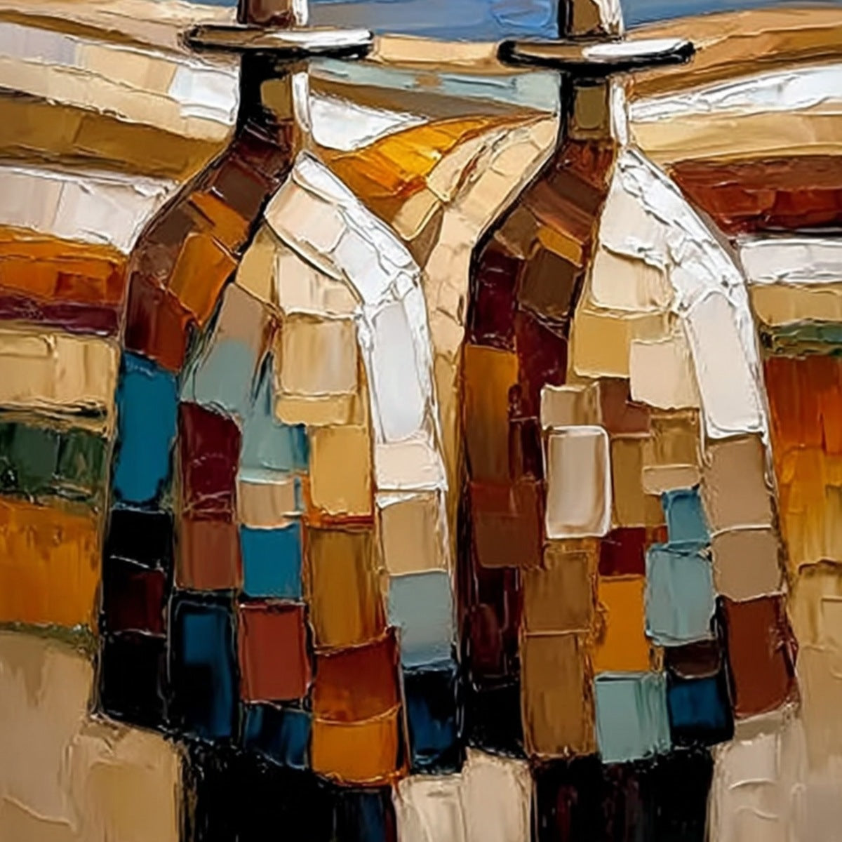 THE JOURNEYMEN: Textured Impasto Painting of Two Figures in a Landscape - Image 5