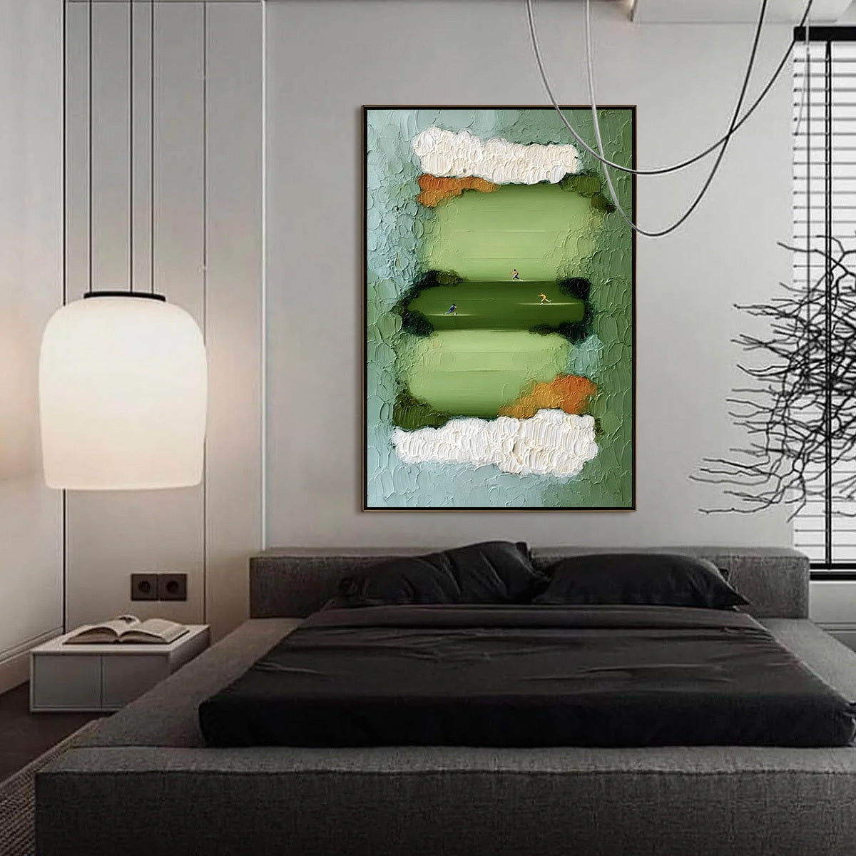 THE LONG RUN: Textured Abstract Green Landscape Painting with Runners - Image 4