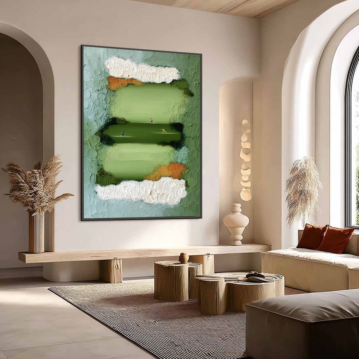 THE LONG RUN: Textured Abstract Green Landscape Painting with Runners - Image 7