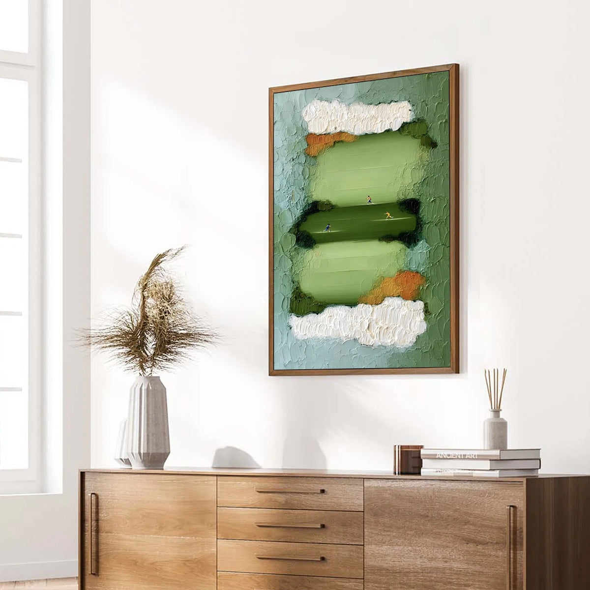 THE LONG RUN: Textured Abstract Green Landscape Painting with Runners - Image 8