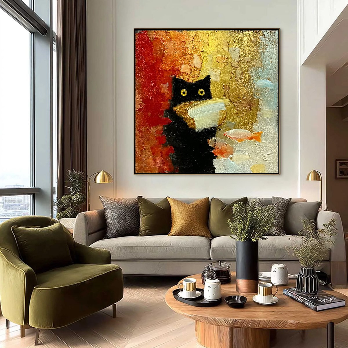 THE MIDNIGHT SCHOLAR: Whimsical Textured Impasto Black Cat Painting - Image 6
