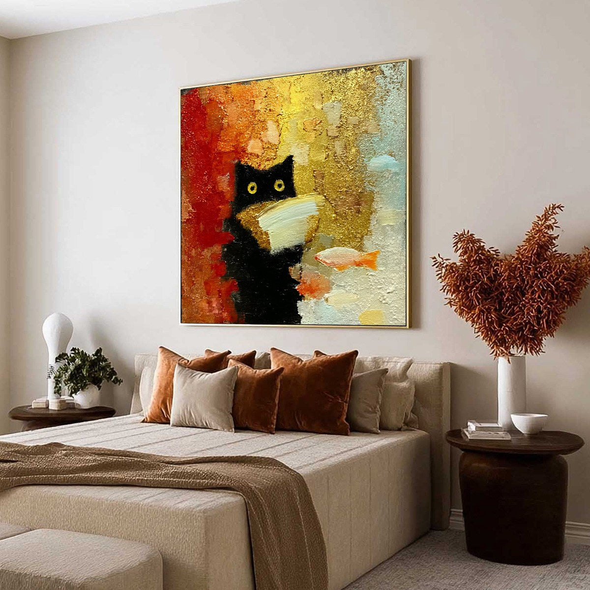 THE MIDNIGHT SCHOLAR: Whimsical Textured Impasto Black Cat Painting - Image 7