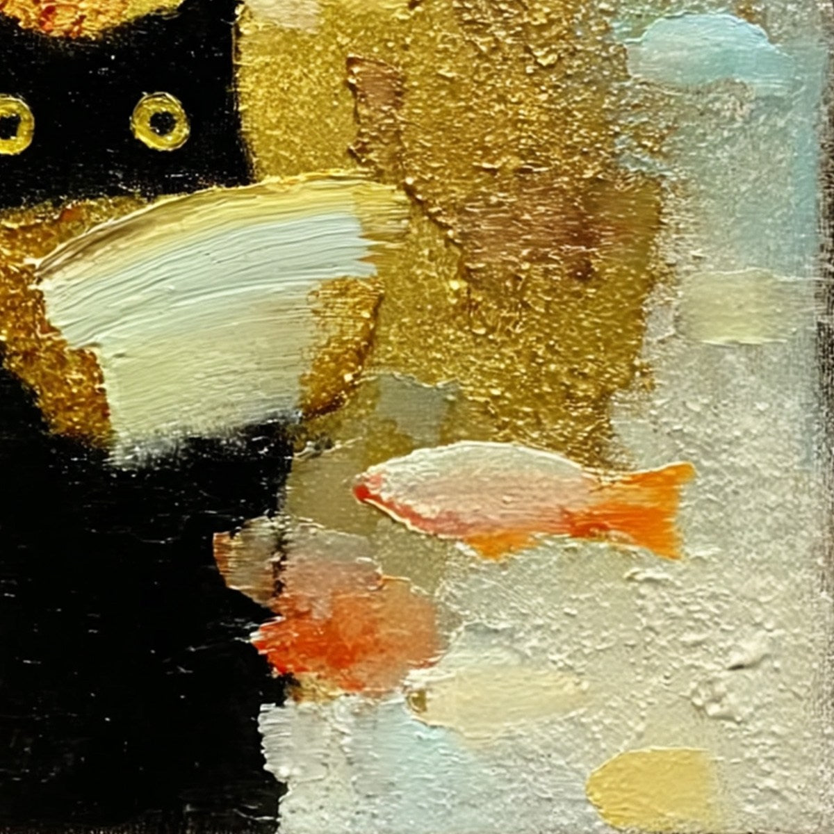 THE MIDNIGHT SCHOLAR: Whimsical Textured Impasto Black Cat Painting - Image 3