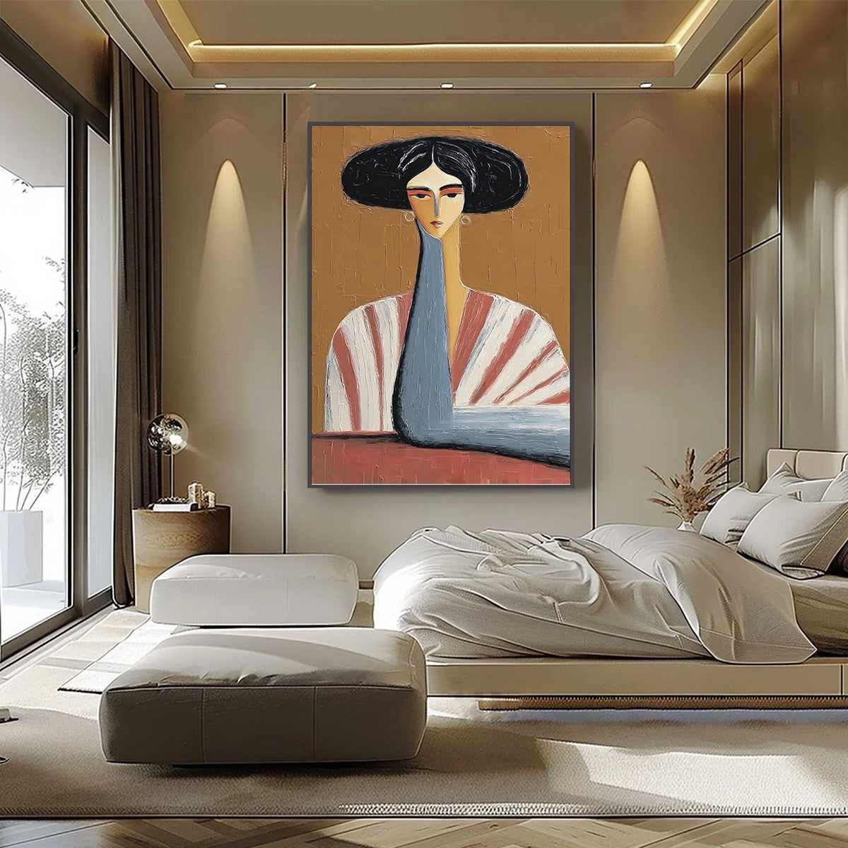 THE MUSE: Textured Figurative Portrait Oil Painting for Modern Decor - Image 6