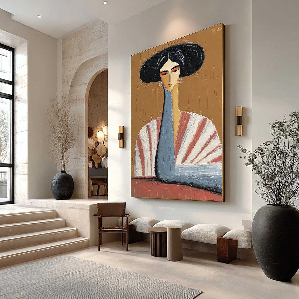 THE MUSE: Textured Figurative Portrait Oil Painting for Modern Decor - Image 7
