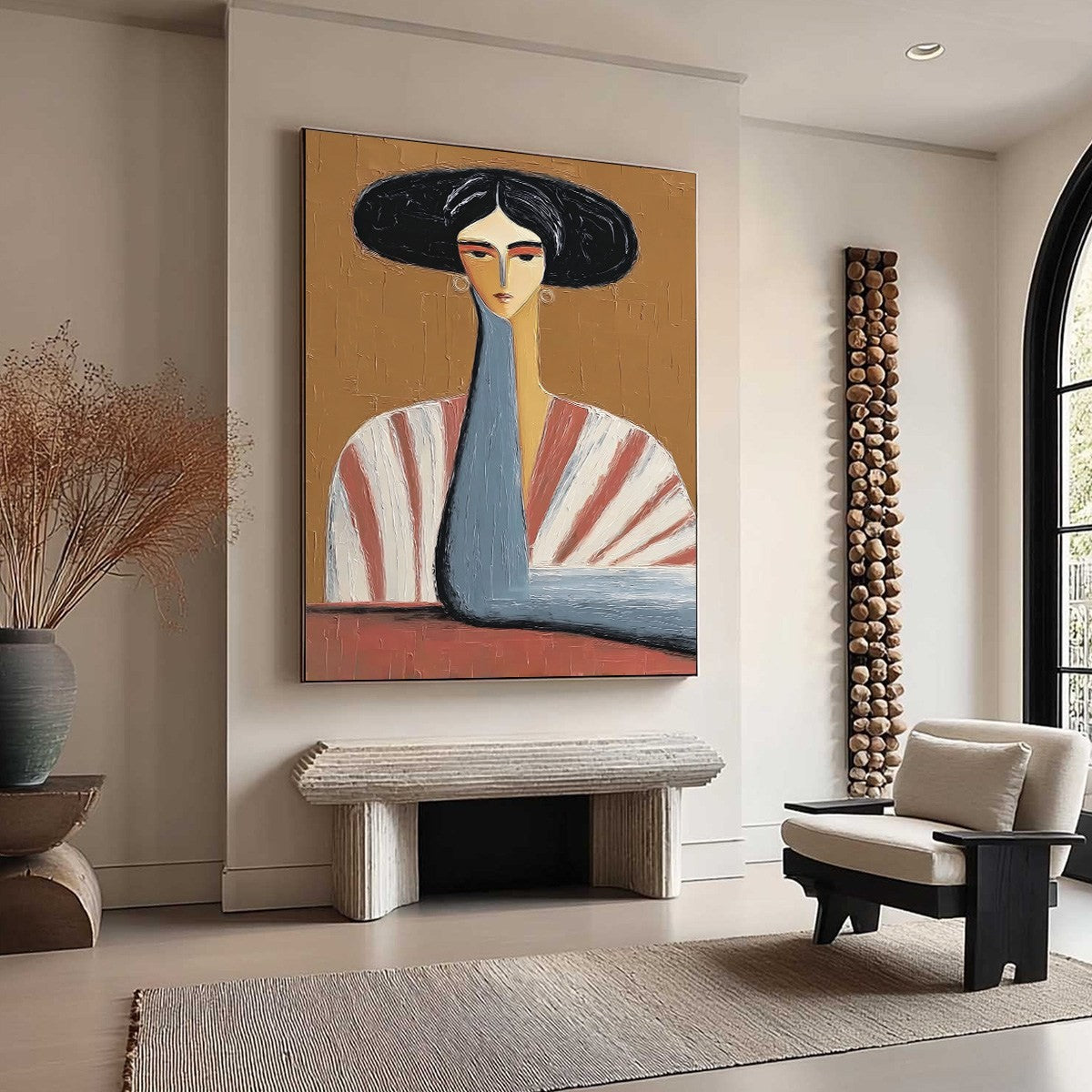 THE MUSE: Textured Figurative Portrait Oil Painting for Modern Decor - Image 8