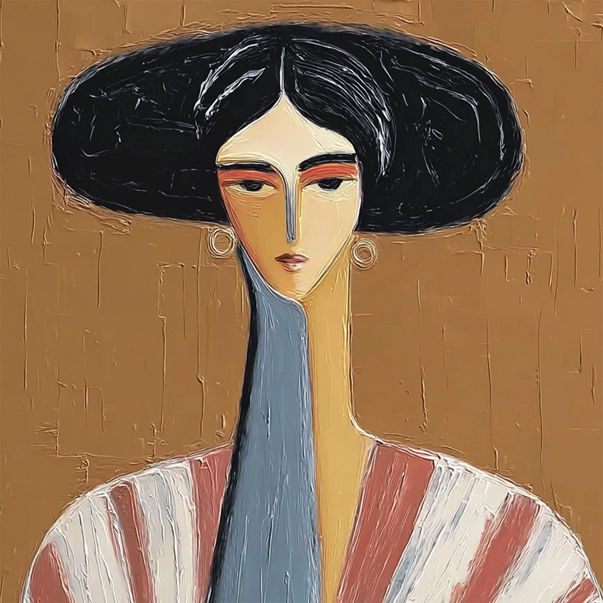 THE MUSE: Textured Figurative Portrait Oil Painting for Modern Decor - Image 3