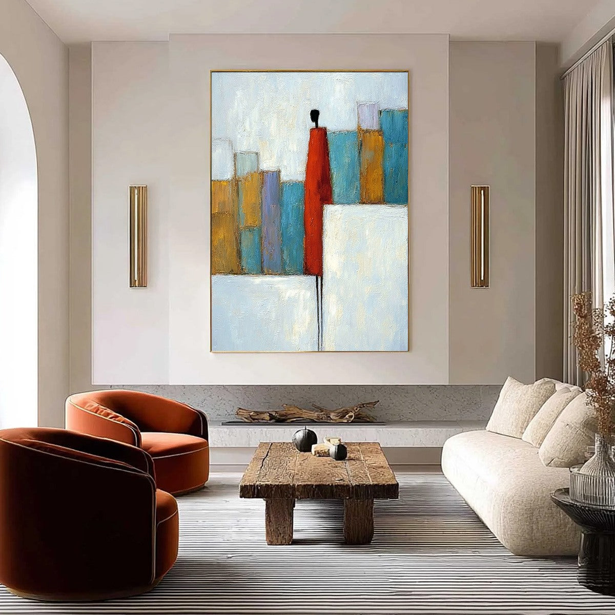 THE OBSERVER: Colorful Abstract Figurative Cityscape Painting - Image 4