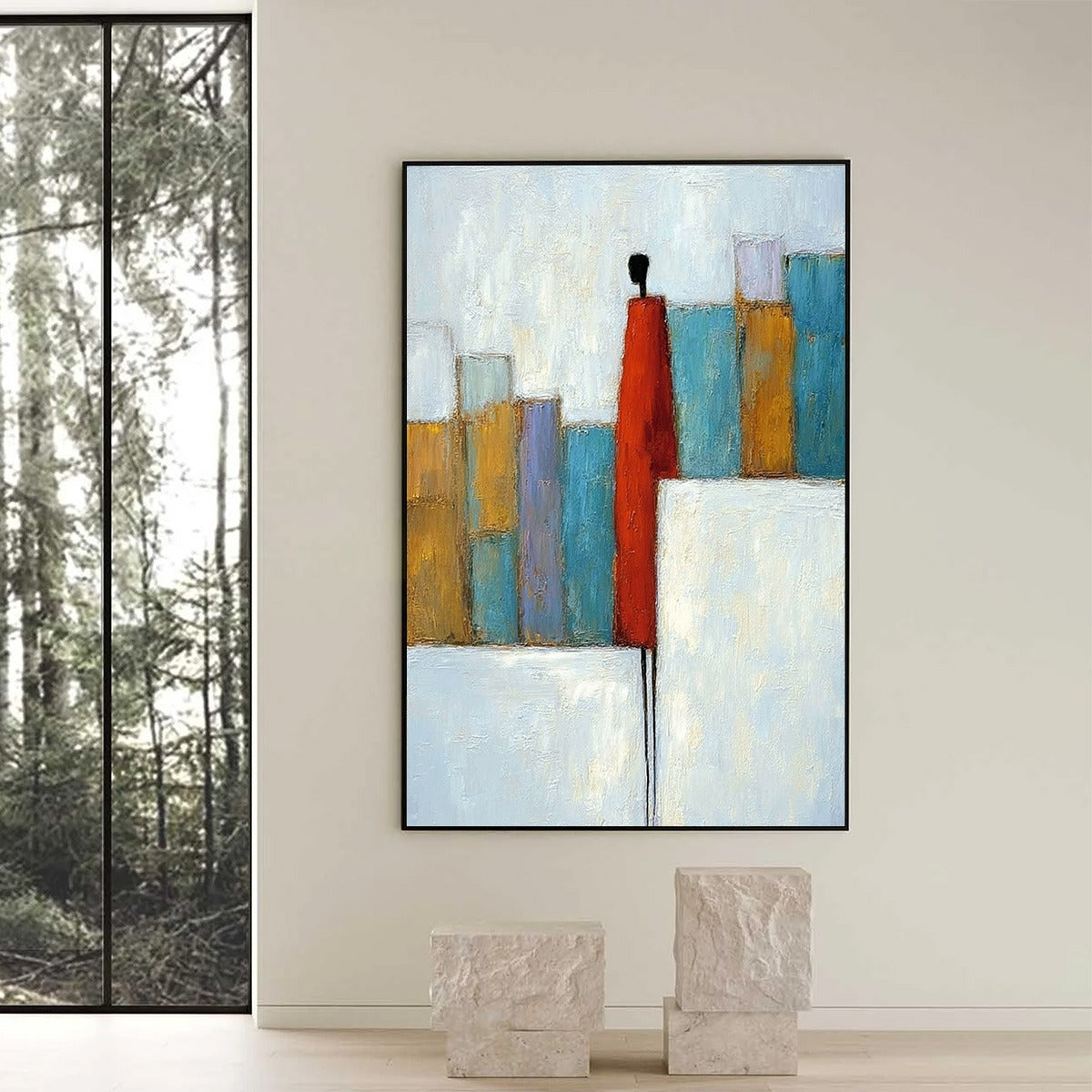 THE OBSERVER: Colorful Abstract Figurative Cityscape Painting - Image 2