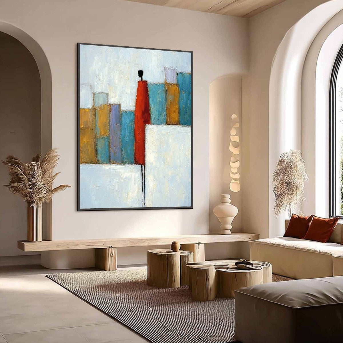THE OBSERVER: Colorful Abstract Figurative Cityscape Painting - Image 7