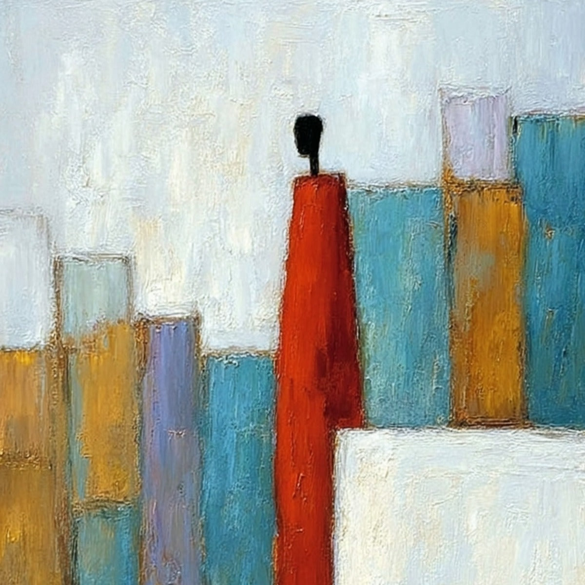 THE OBSERVER: Colorful Abstract Figurative Cityscape Painting - Image 3