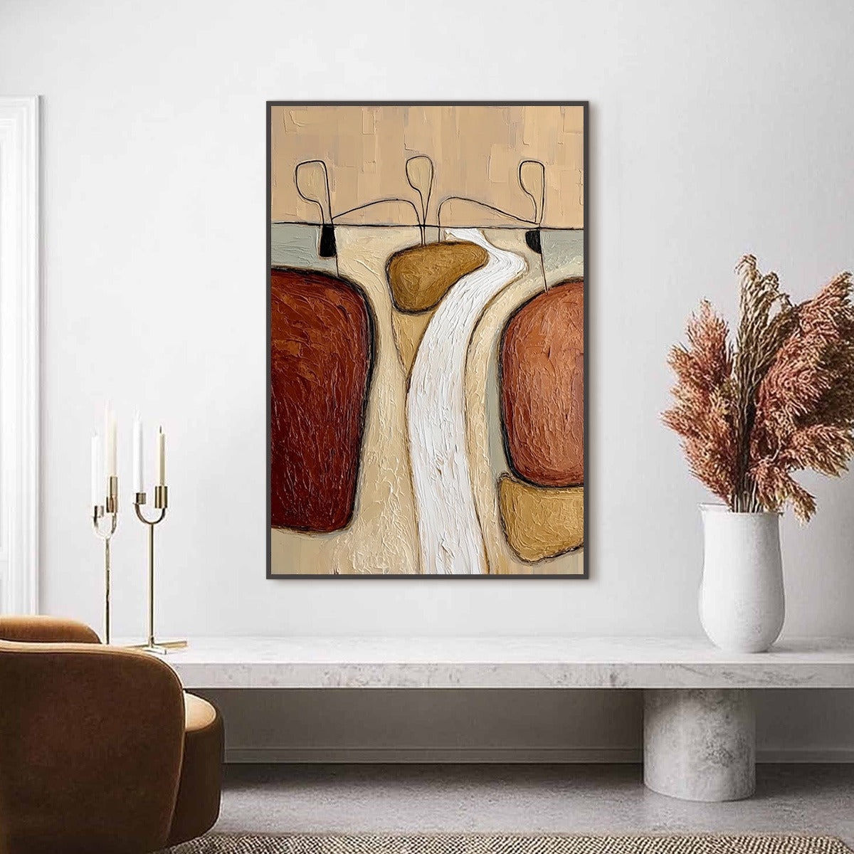 THE PASSAGE: Textured Wabi Sabi Abstract Earth Tone Painting - Image 2