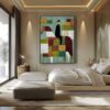 THE PATCHWORK RIDER: Textured Figurative Painting of a Man on a Horse