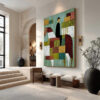 THE PATCHWORK RIDER: Textured Figurative Painting of a Man on a Horse