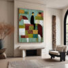THE PATCHWORK RIDER: Textured Figurative Painting of a Man on a Horse