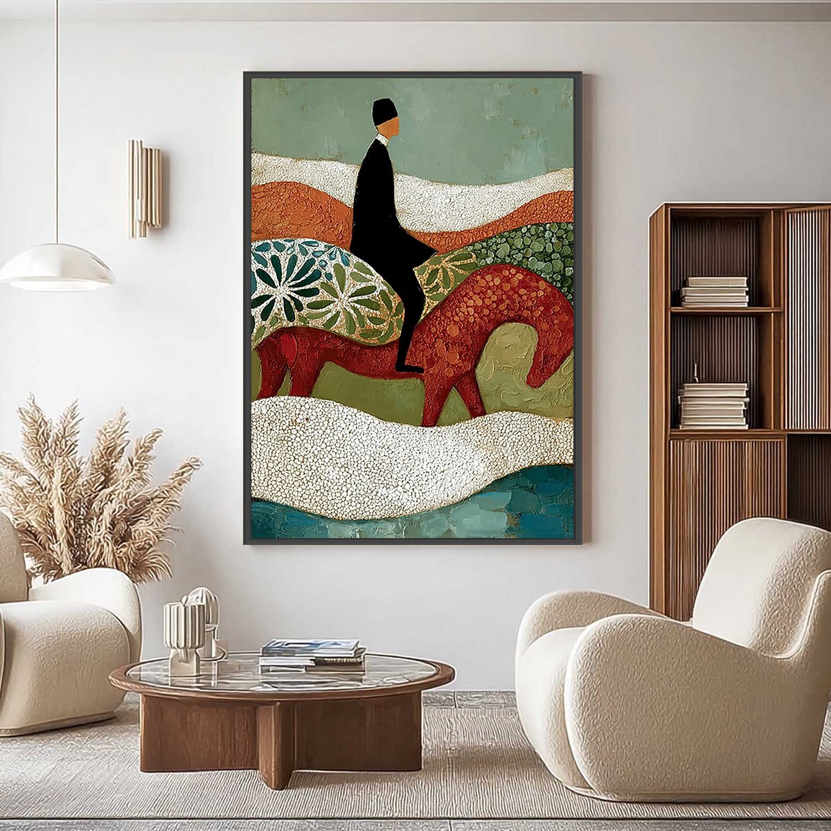 THE SILENT JOURNEY: Textured Boho Figurative Painting of a Traveler's Journey - Image 4