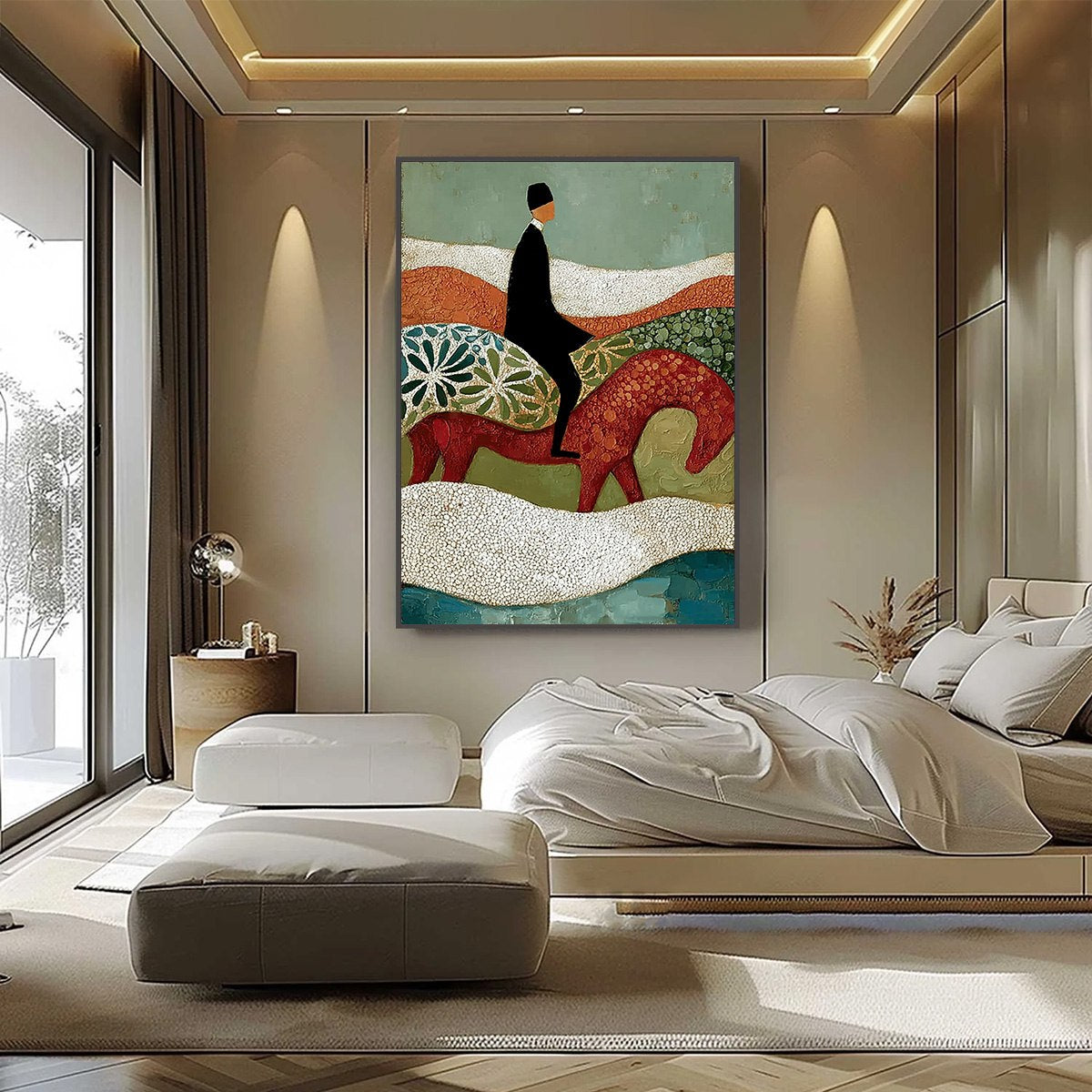 THE SILENT JOURNEY: Textured Boho Figurative Painting of a Traveler's Journey - Image 2