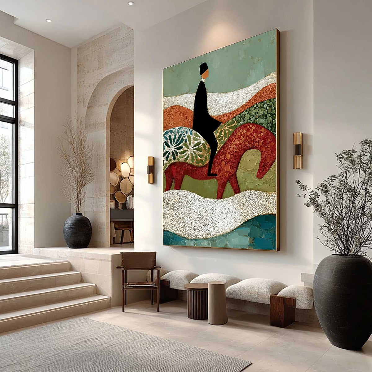 THE SILENT JOURNEY: Textured Boho Figurative Painting of a Traveler's Journey - Image 7