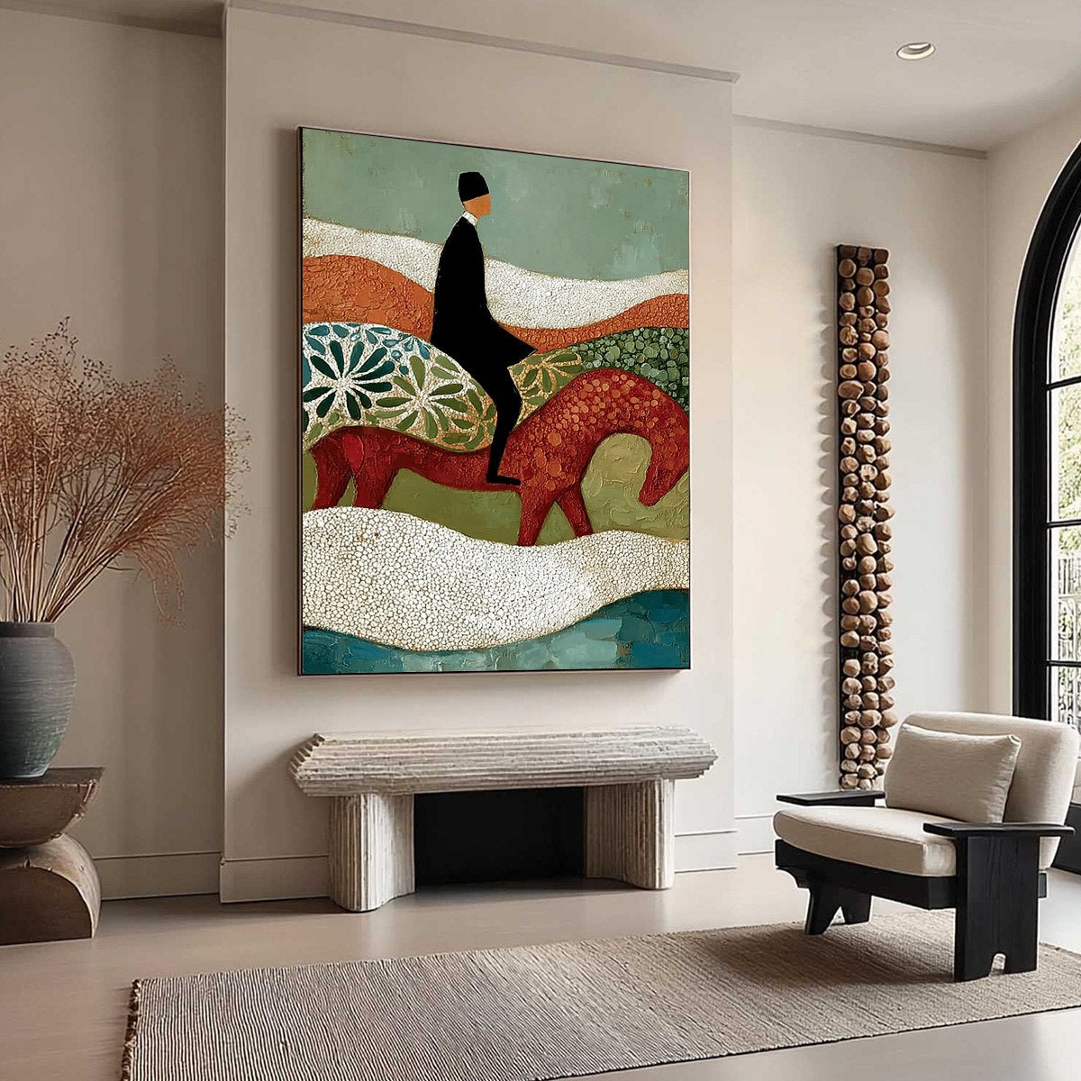 THE SILENT JOURNEY: Textured Boho Figurative Painting of a Traveler's Journey - Image 8