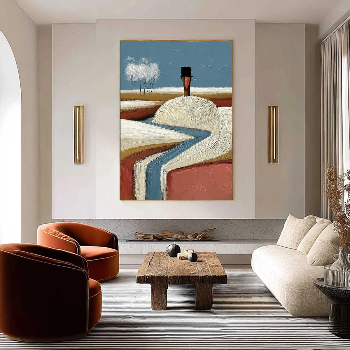 THE SILENT JOURNEY: Textured Wabi Sabi Abstract Landscape Painting - Image 2