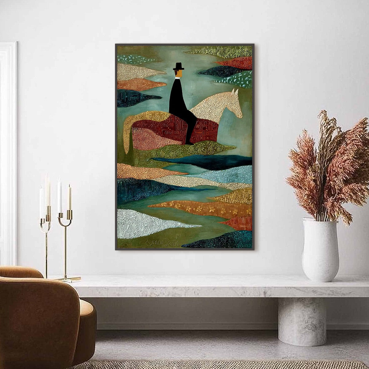 THE SOJOURNER: Textured Figurative Painting of a Rider on Horseback - Image 6