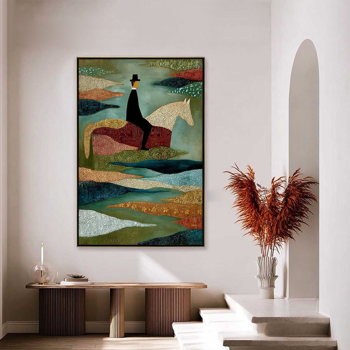 THE SOJOURNER: Textured Figurative Painting of a Rider on Horseback - Image 4