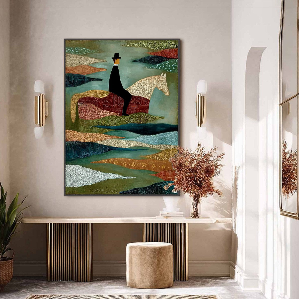 THE SOJOURNER: Textured Figurative Painting of a Rider on Horseback - Image 2