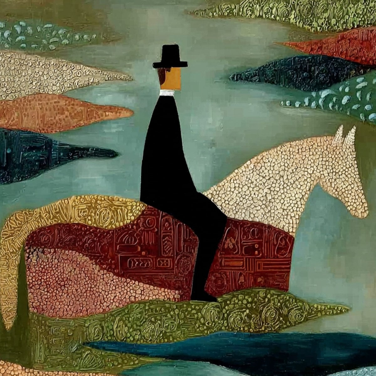 THE SOJOURNER: Textured Figurative Painting of a Rider on Horseback - Image 3