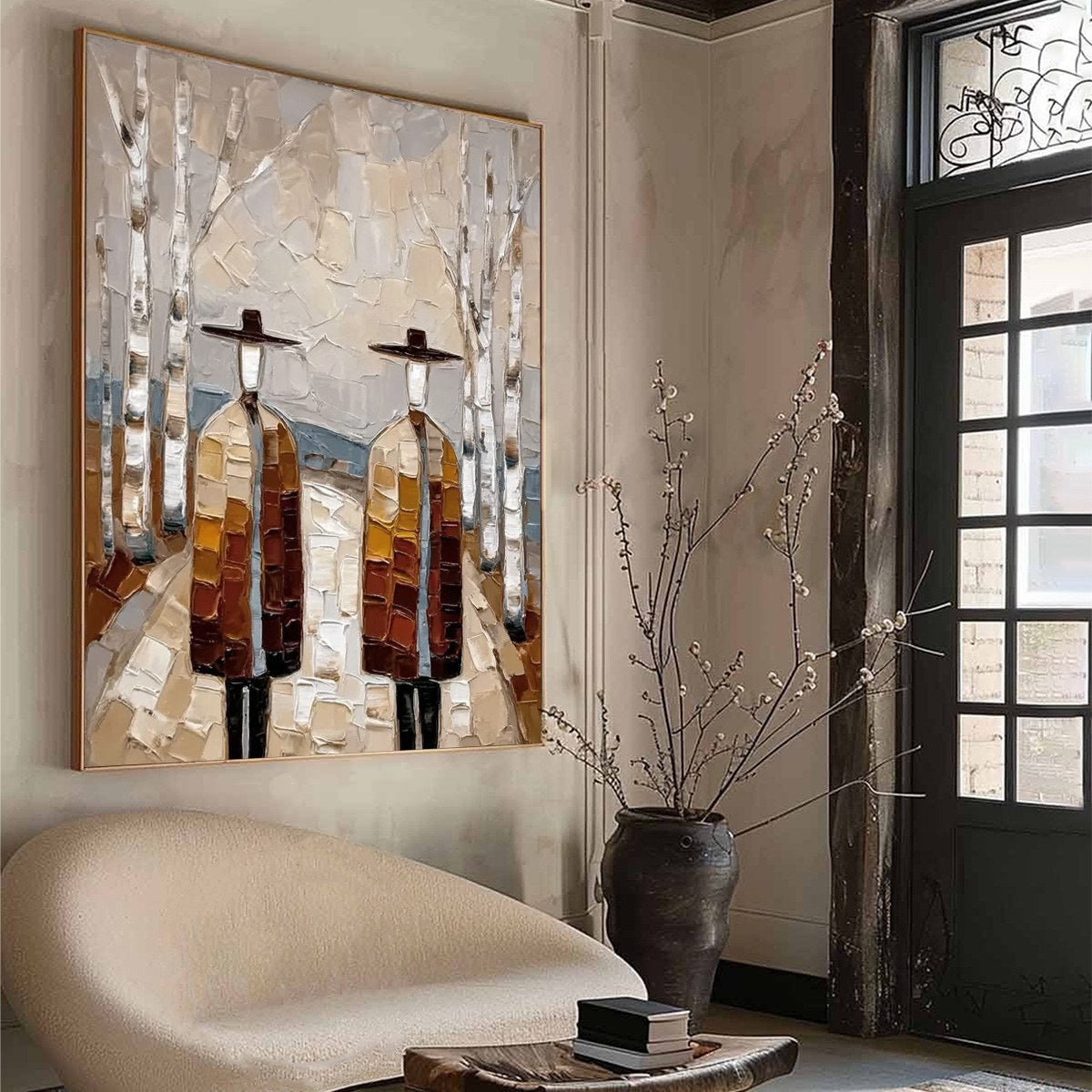 THE SOJOURNERS: Textured Palette Knife Painting of Figures in a Landscape - Image 8