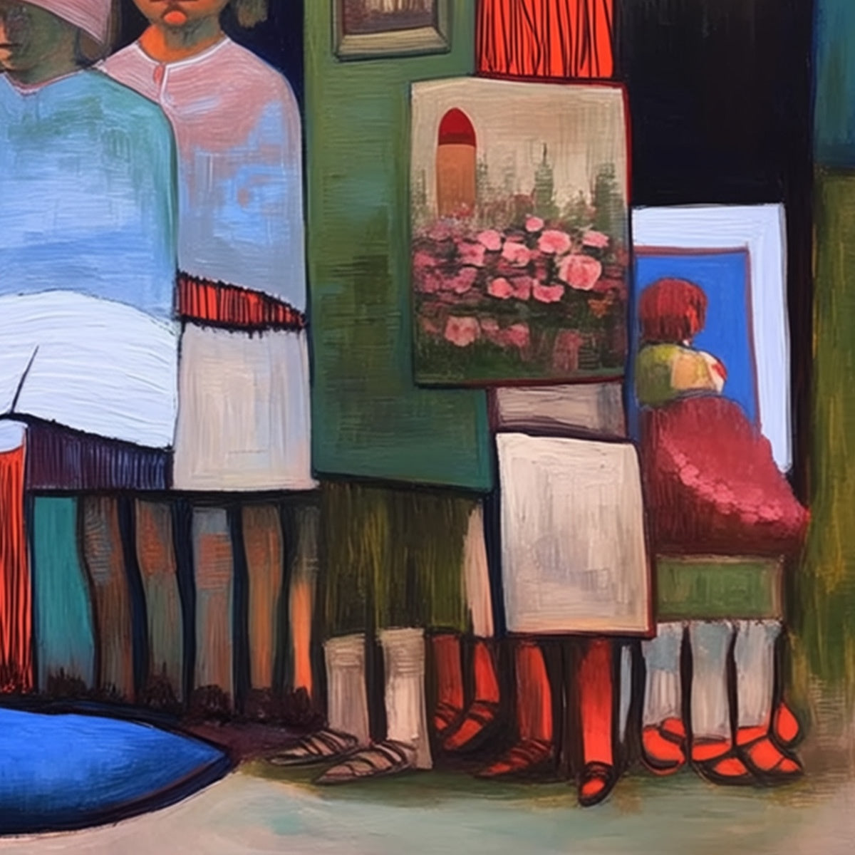THE STORYKEEPERS: Colorful Figurative Painting of a Generational Gathering - Image 3
