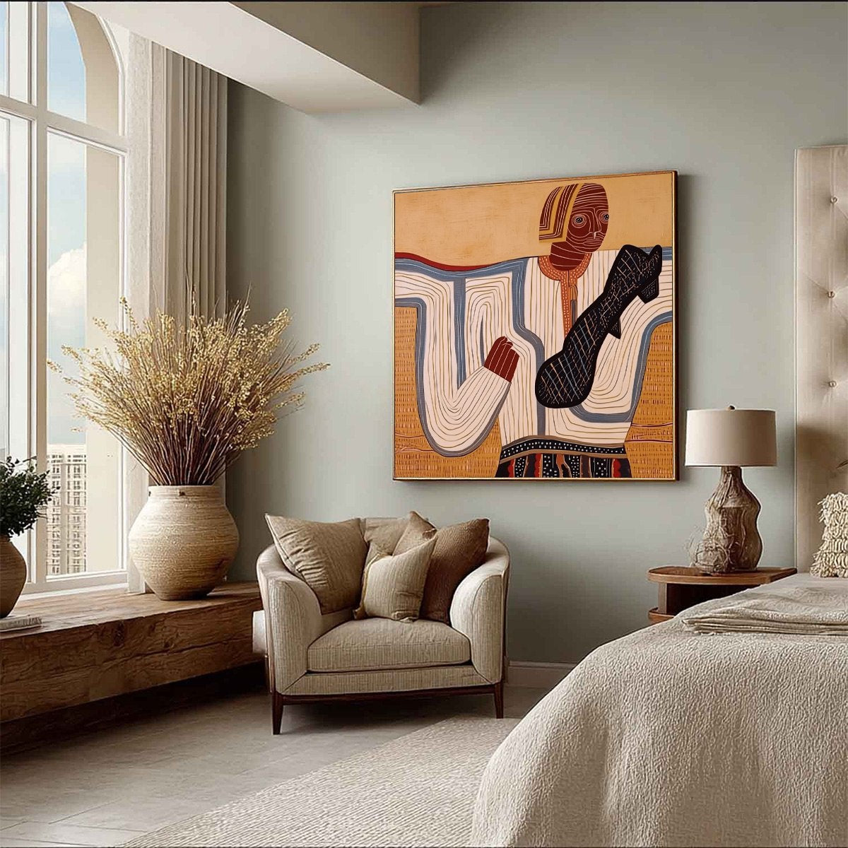 THE STORYTELLER: Abstract Figurative Portrait Painting with Earth Tones - Image 8
