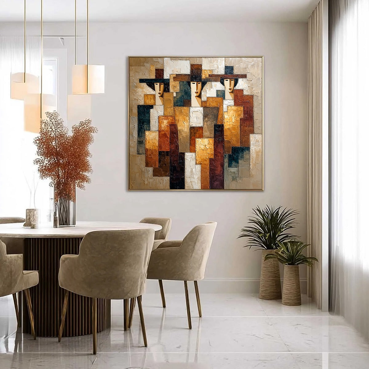 THE TRIAD: Heavily Textured Abstract Figurative Impasto Painting - Image 6