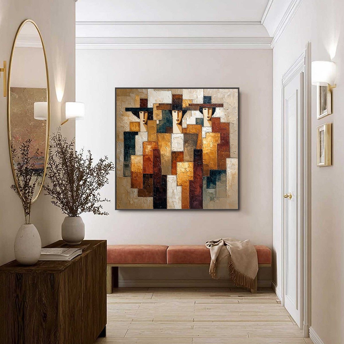 THE TRIAD: Heavily Textured Abstract Figurative Impasto Painting - Image 4