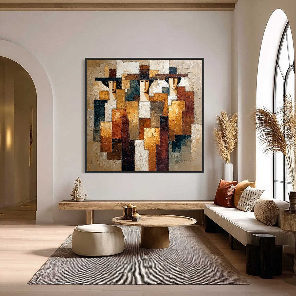THE TRIAD: Heavily Textured Abstract Figurative Impasto Painting - Image 2