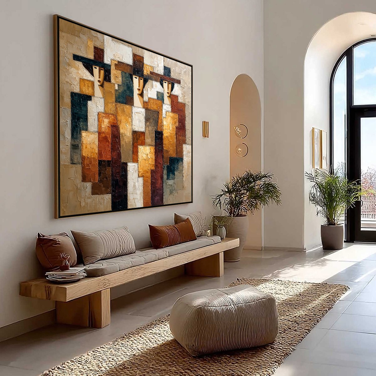 THE TRIAD: Heavily Textured Abstract Figurative Impasto Painting - Image 7
