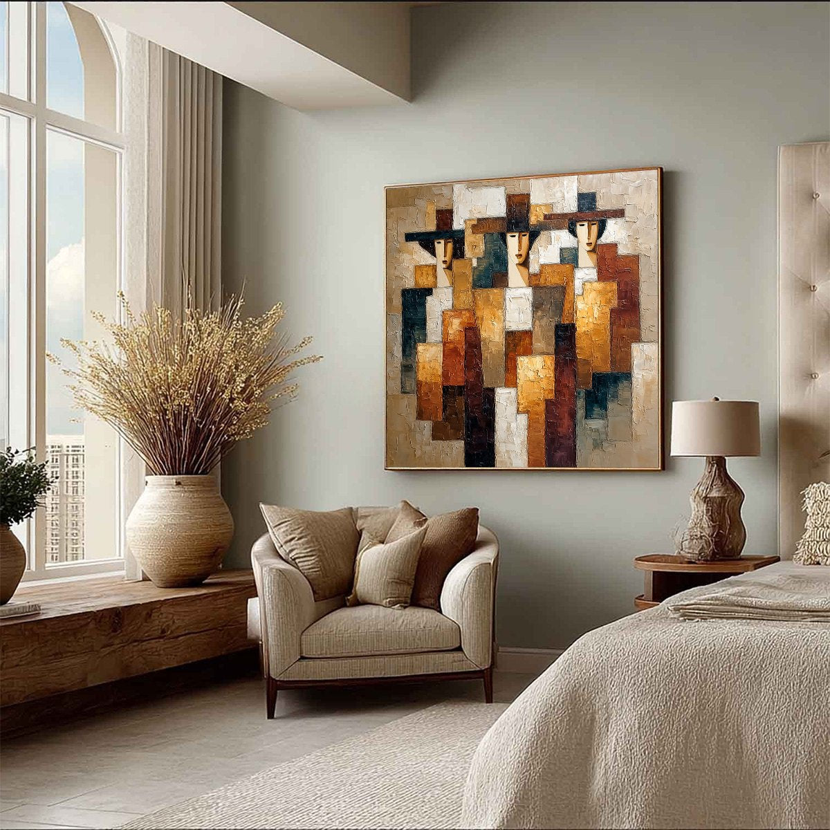 THE TRIAD: Heavily Textured Abstract Figurative Impasto Painting - Image 8