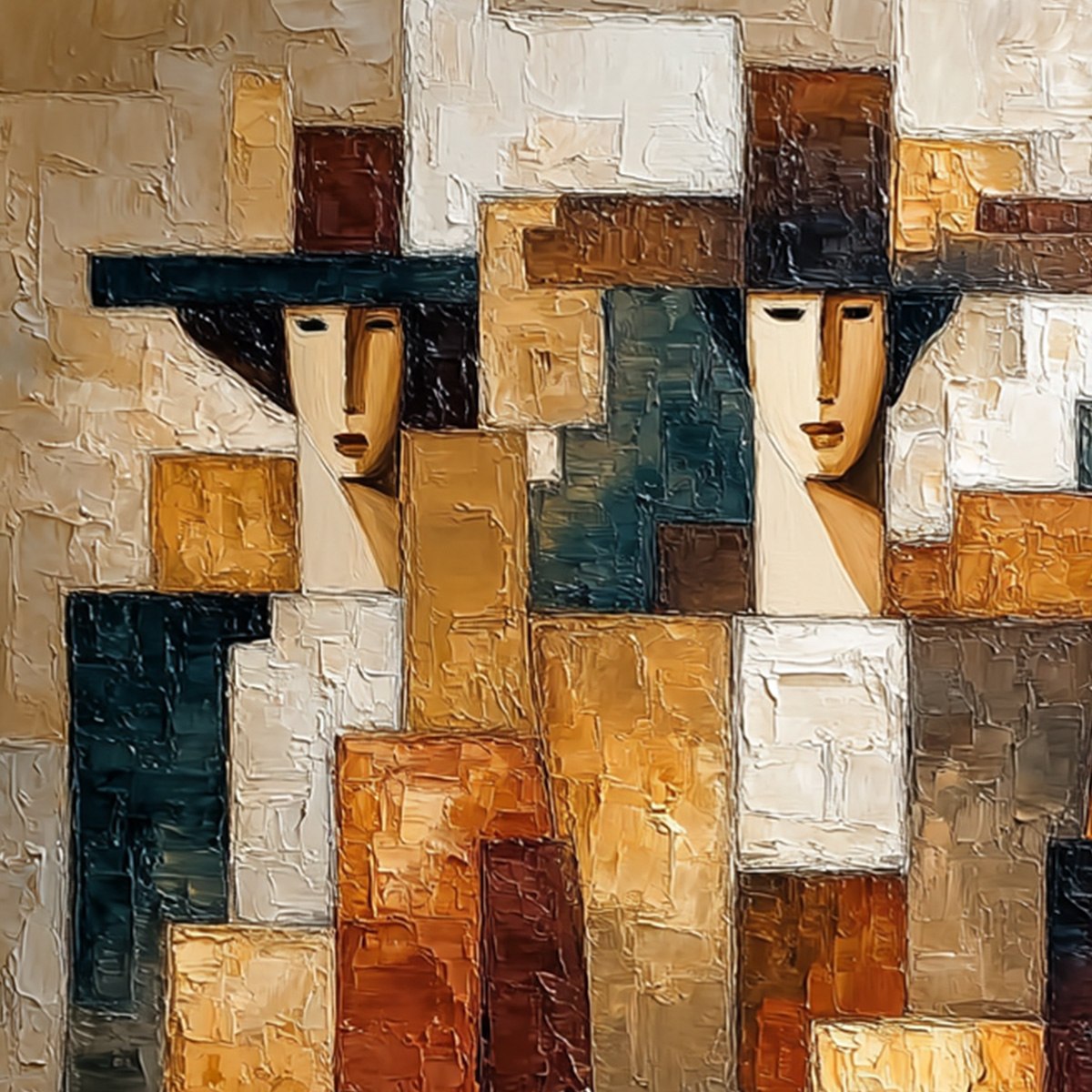 THE TRIAD: Heavily Textured Abstract Figurative Impasto Painting - Image 5