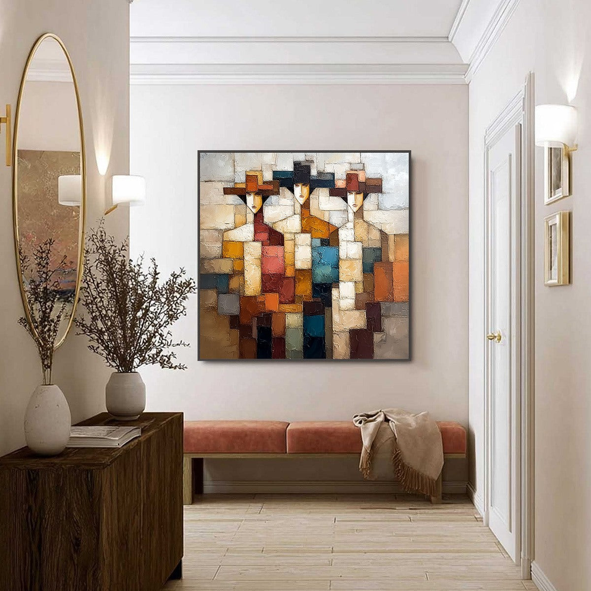 THE TRIAD: Textured Abstract Figurative Oil Painting - Image 6