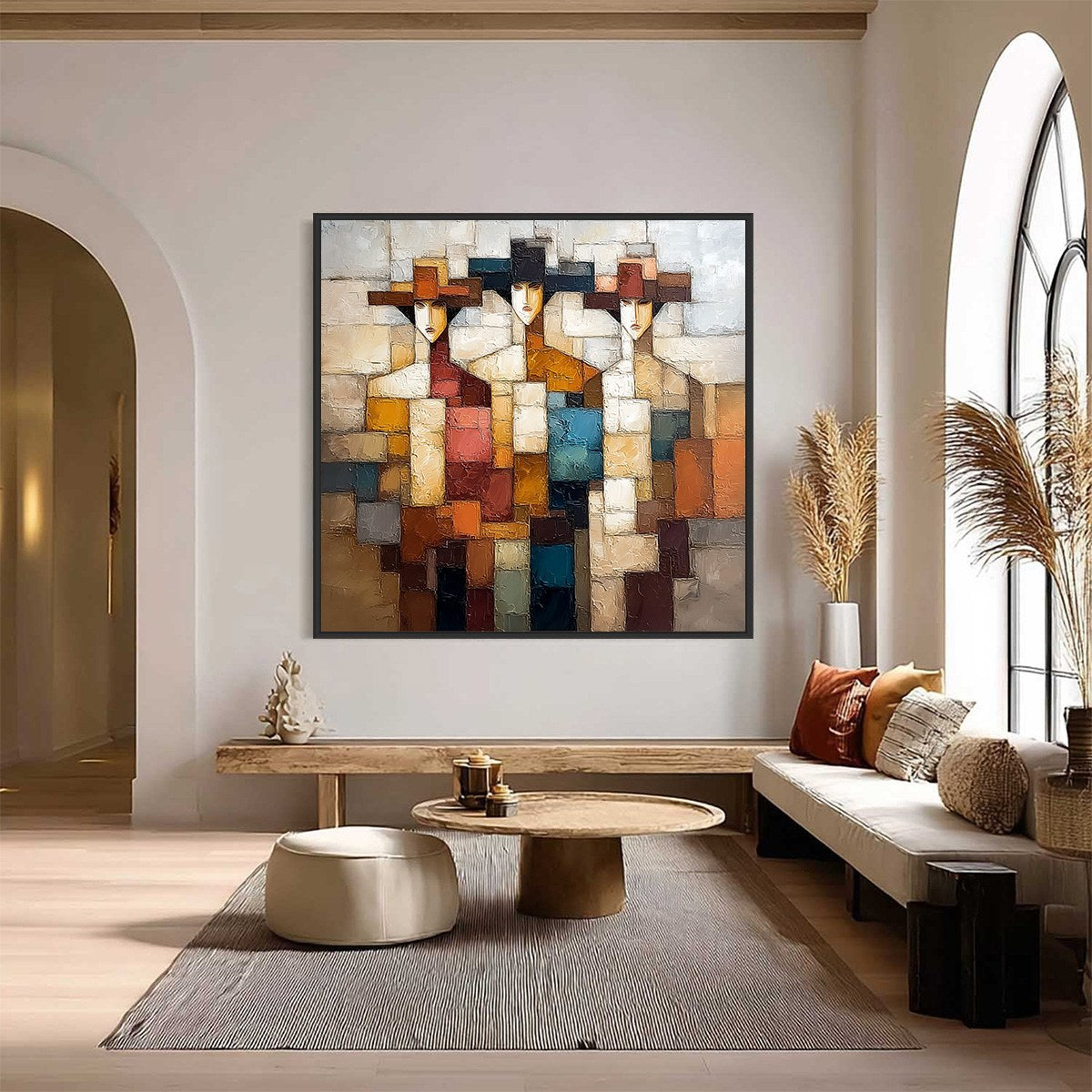 THE TRIAD: Textured Abstract Figurative Oil Painting - Image 2