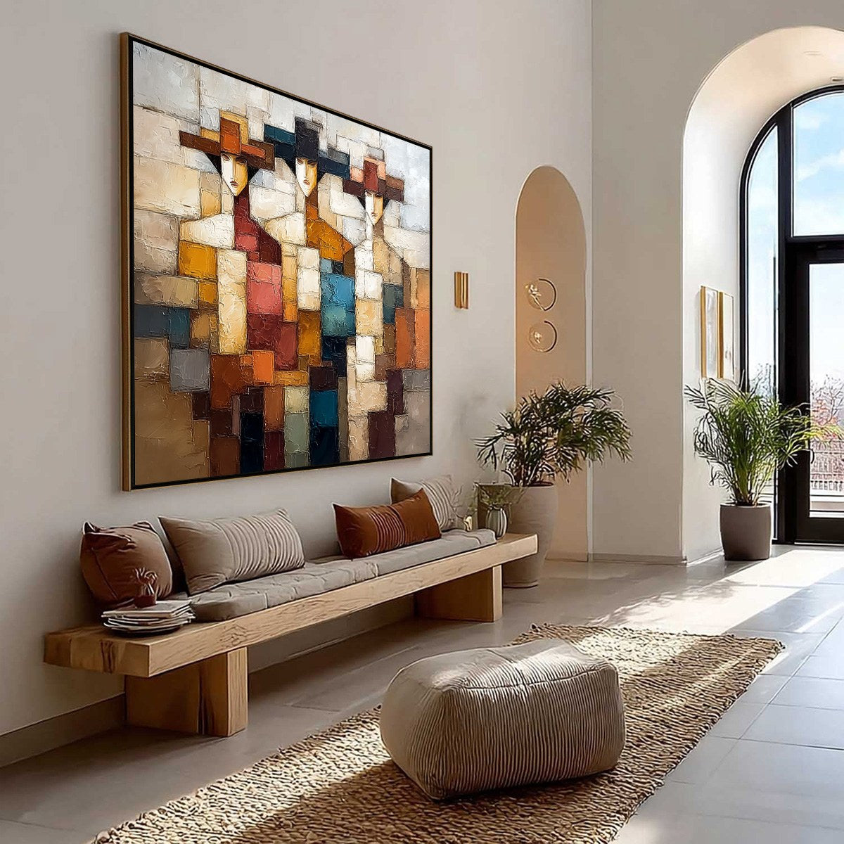 THE TRIAD: Textured Abstract Figurative Oil Painting - Image 7