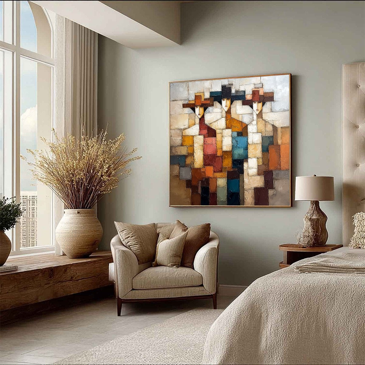 THE TRIAD: Textured Abstract Figurative Oil Painting - Image 8
