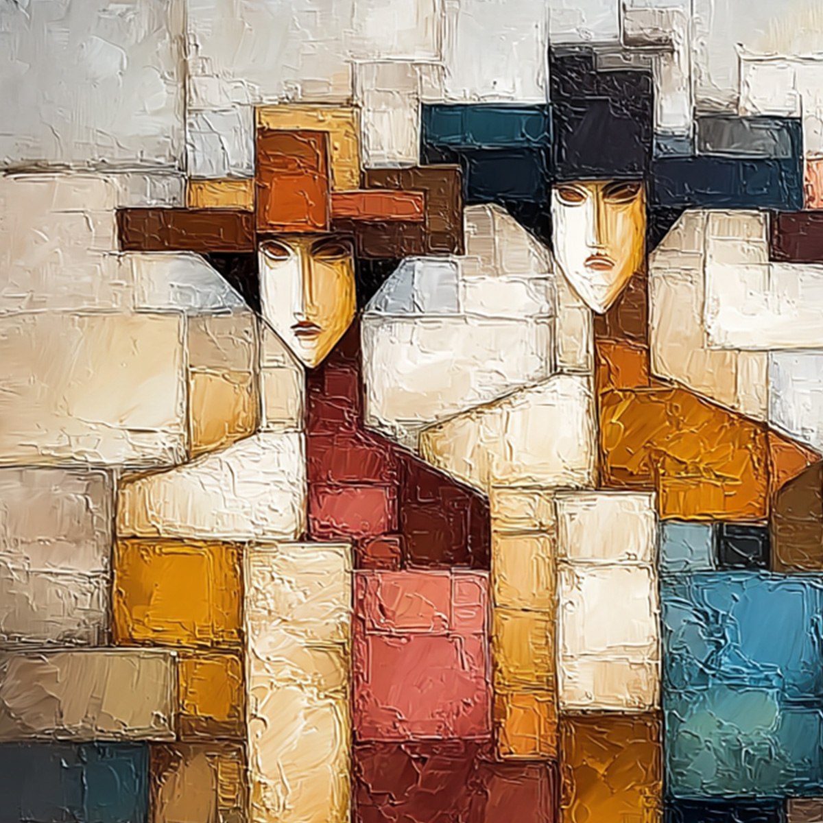 THE TRIAD: Textured Abstract Figurative Oil Painting - Image 5