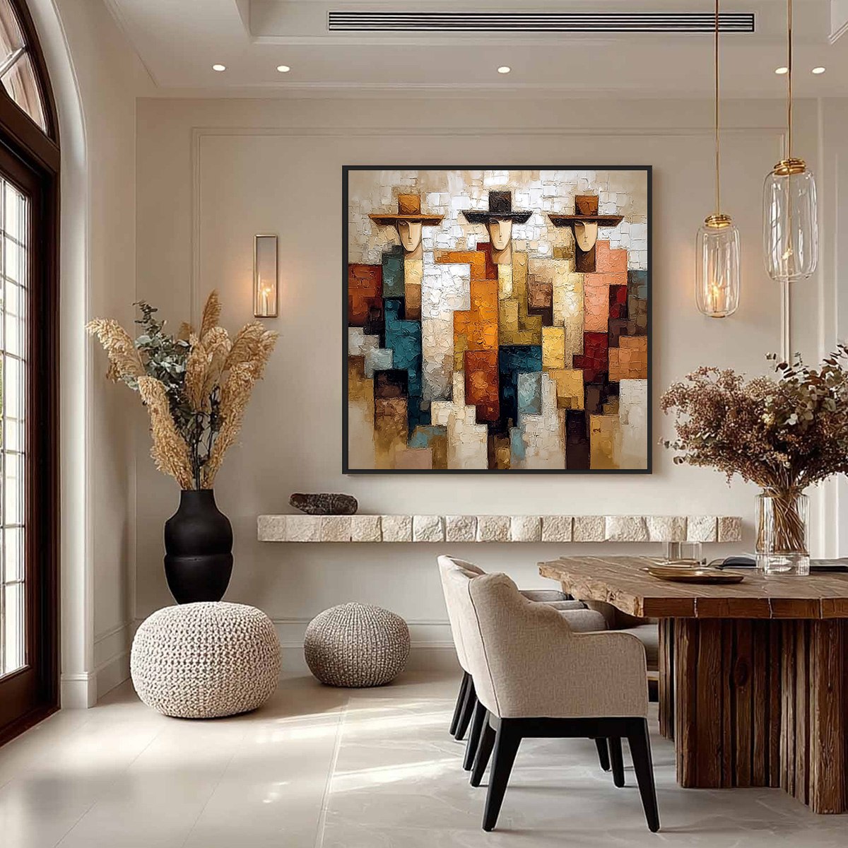 THE TRIAD: Textured Figurative Abstract Painting of Three Figures - Image 4