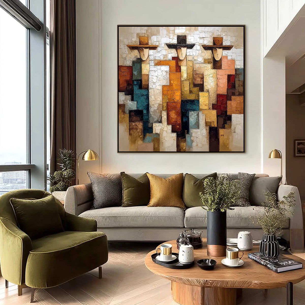 THE TRIAD: Textured Figurative Abstract Painting of Three Figures - Image 6